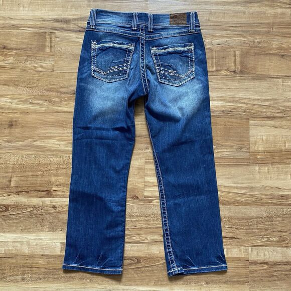 BKE 28 Harper Jeans Dark Wash Blue Denim Cropped Straight Western Cowgirl Rock - Picture 4 of 16